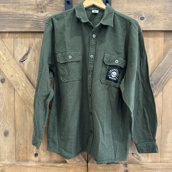 Barbell Brigade Flannel Long Sleeve button up Shacket Mens Size 2XL Army Green - Picture 2 of 4